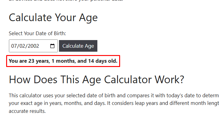 Exact Age Calculator