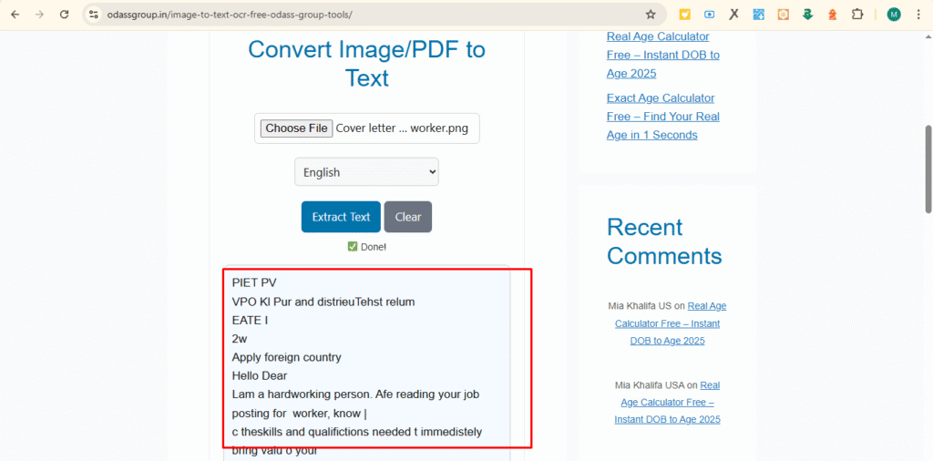 online OCR image to text