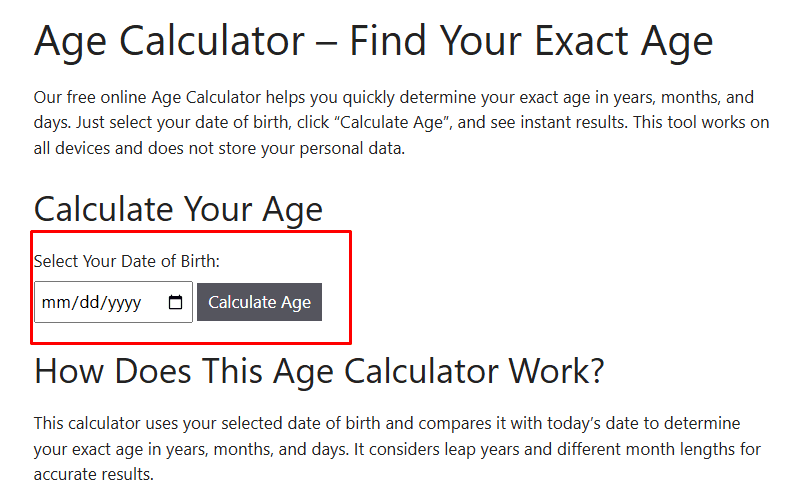 Exact Age Calculator